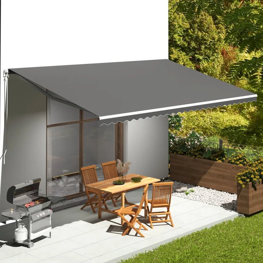 Tissu de remplacement pour auvent anthracite 6x3,5 m polyester