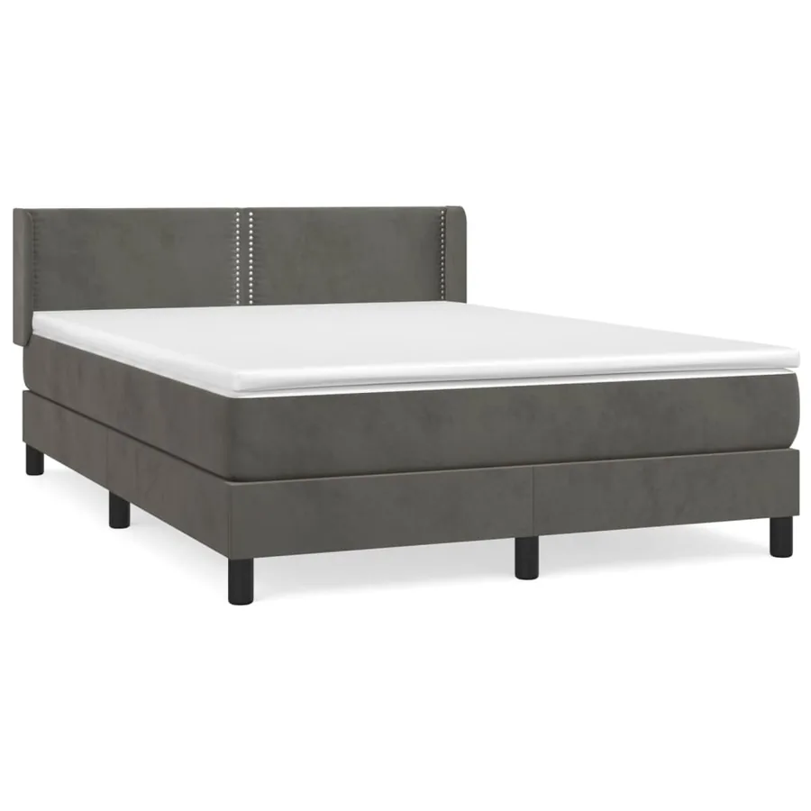 Sommier à lattes de lit et matelas Gris foncé 140x200cm Velours - 2