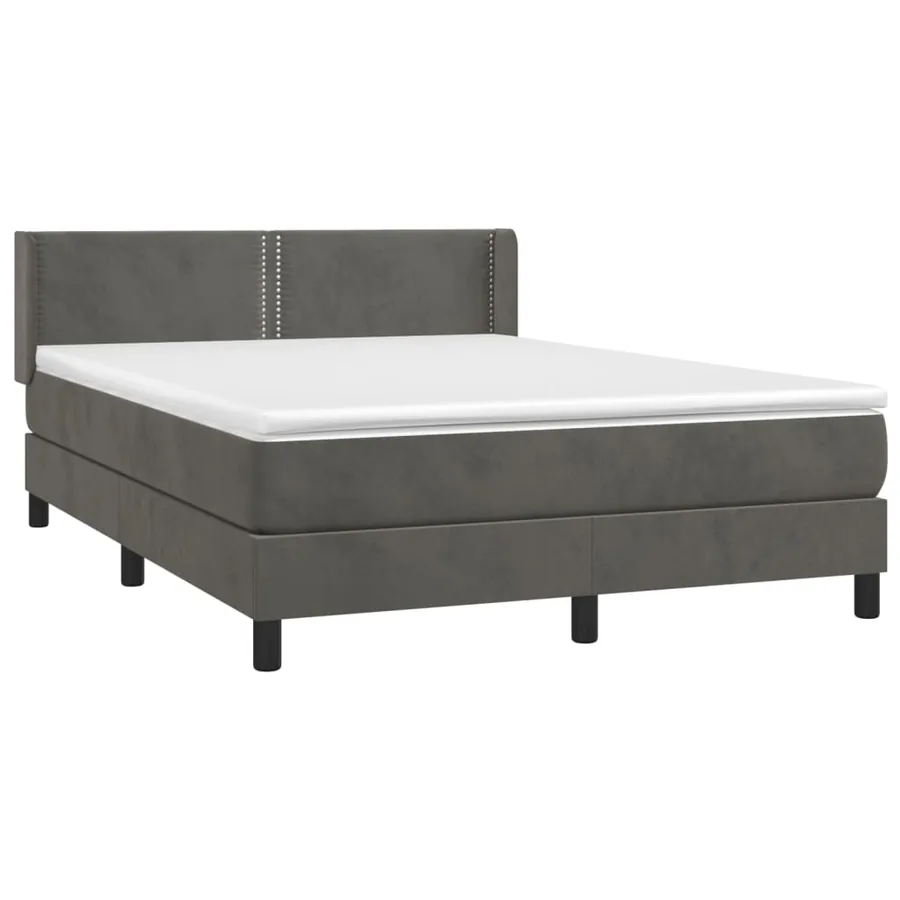 Sommier à lattes de lit et matelas Gris foncé 140x200cm Velours - 3