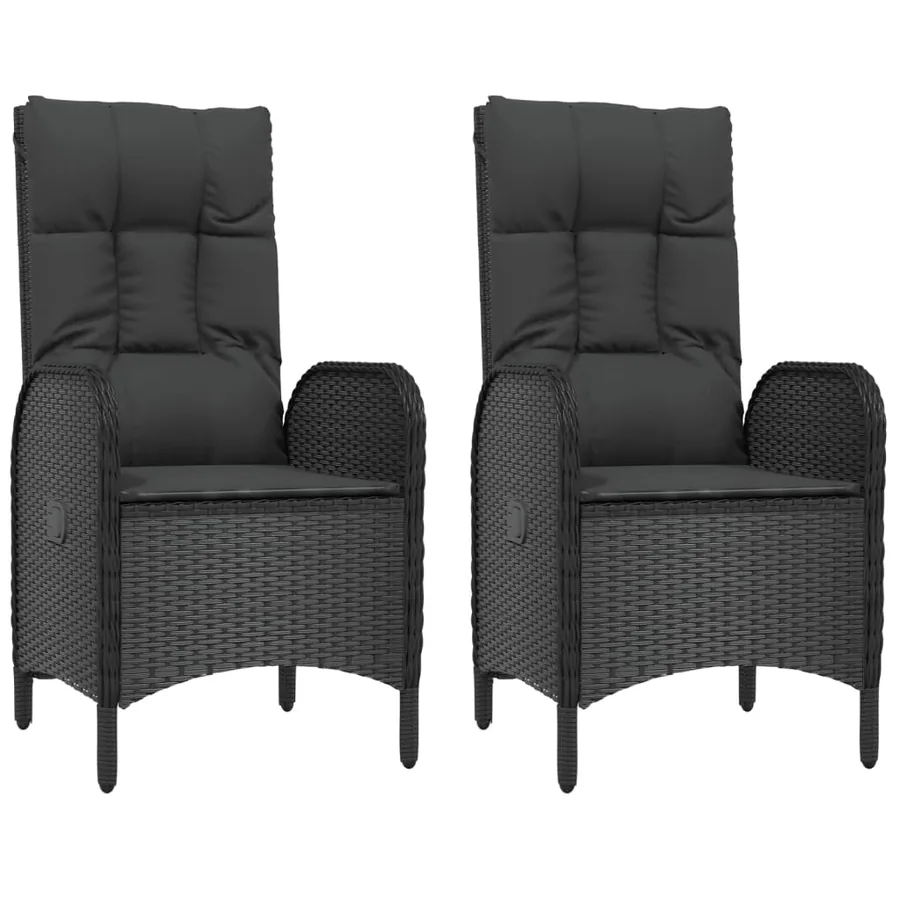 Ensemble à manger de jardin avec coussins 3 pcs Noir - 4