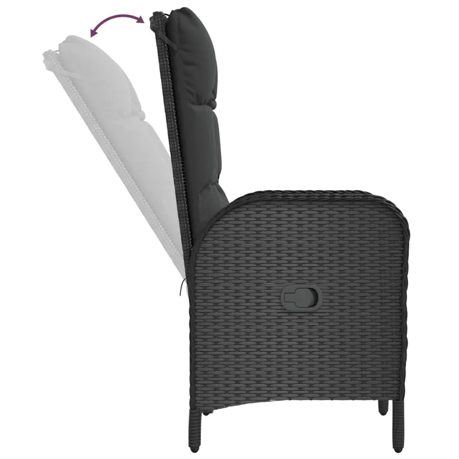Ensemble à manger de jardin avec coussins 3 pcs Noir - 6