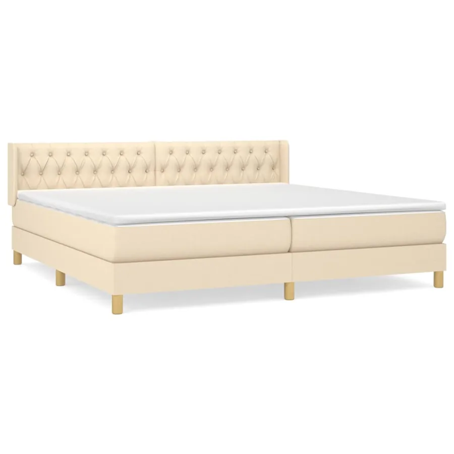 Sommier à lattes de lit avec matelas Crème 200x200 cm Tissu - 2