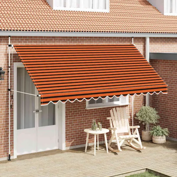 Auvent manuel rétractable 400 cm Orange et marron