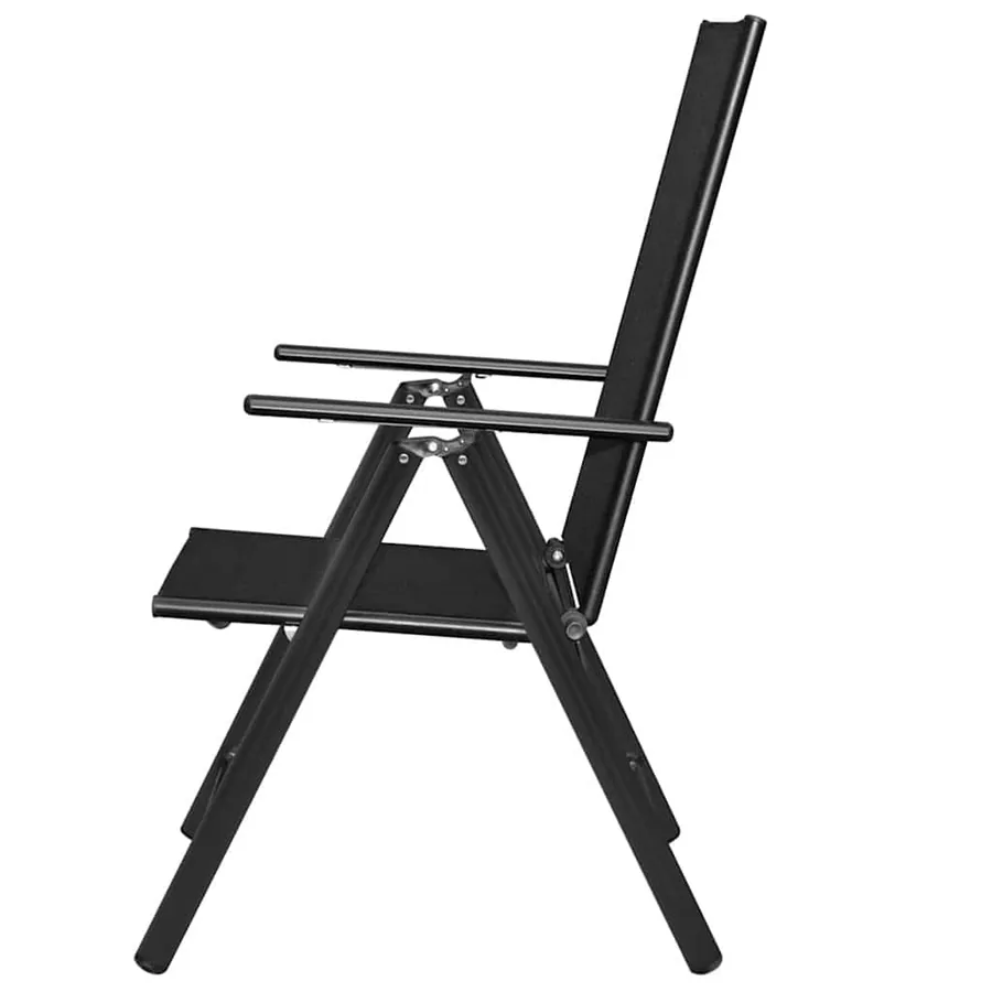 Chaises pliables de jardin lot de 2 Aluminium et textilène Noir - 3