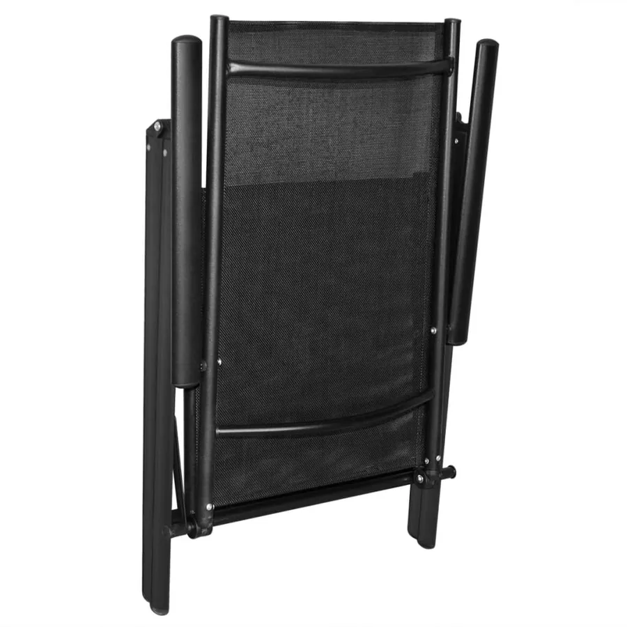 Chaises pliables de jardin lot de 2 Aluminium et textilène Noir - 6
