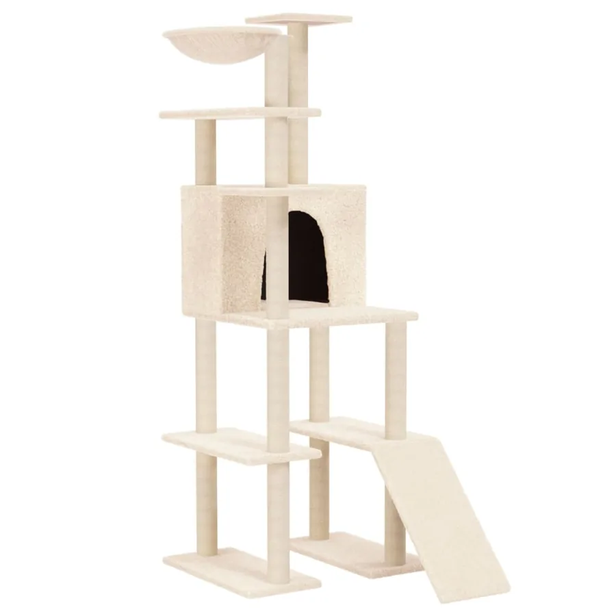 Arbre à chat avec griffoirs en sisal Crème 166 cm - 2