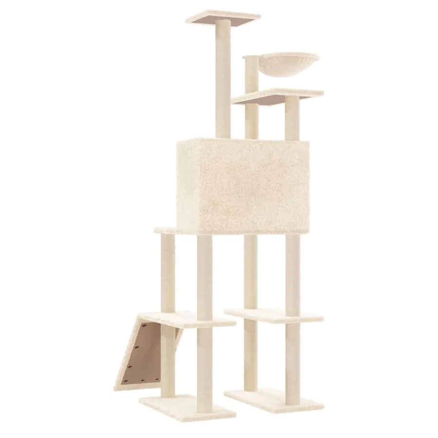 Arbre à chat avec griffoirs en sisal Crème 166 cm - 5