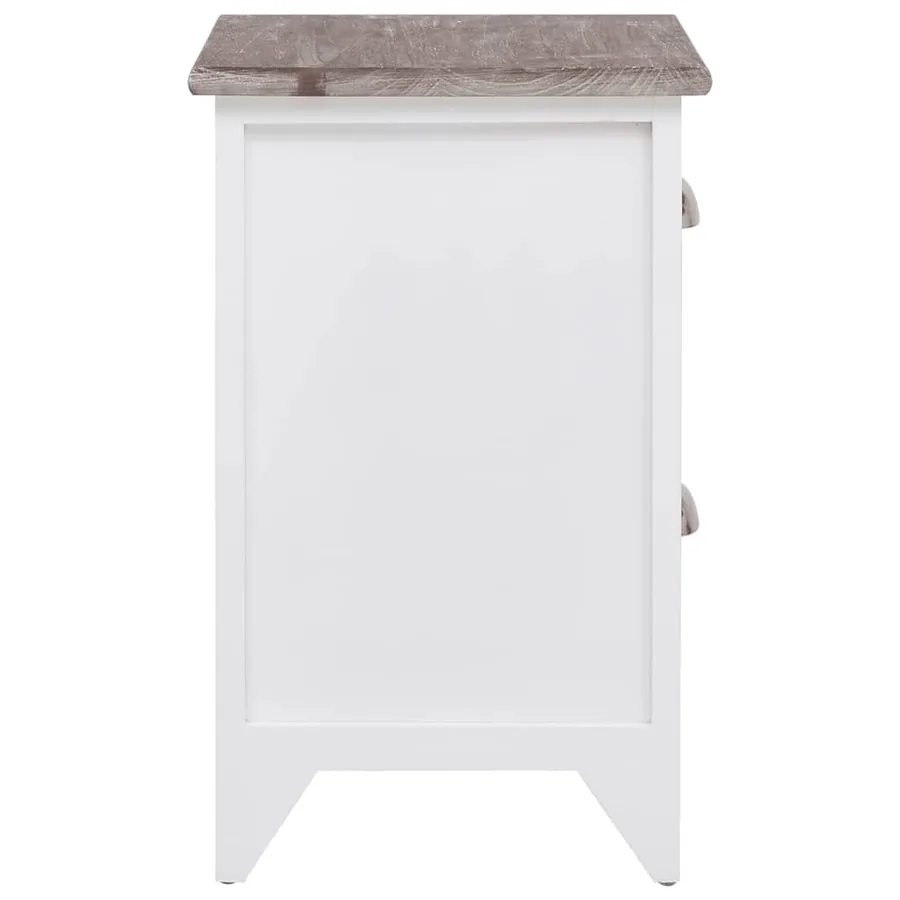 Table de chevet 2 pcs avec 2 tiroirs Marron et blanc - 6