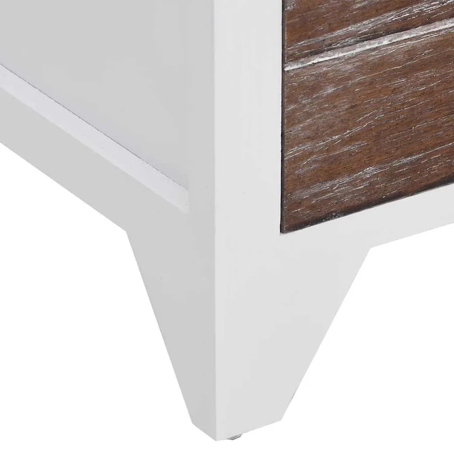Table de chevet 2 pcs avec 2 tiroirs Marron et blanc - 8