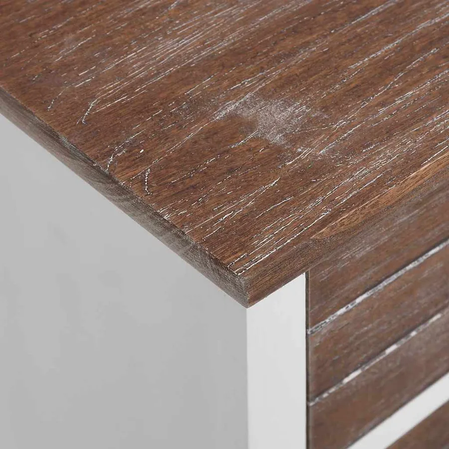 Table de chevet 2 pcs avec 2 tiroirs Marron et blanc - 9