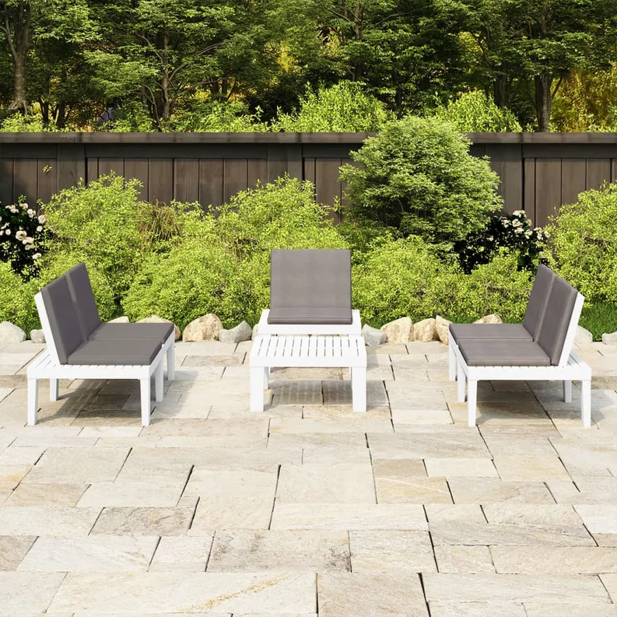 Salon de jardin 4 pcs avec coussins Plastique Blanc