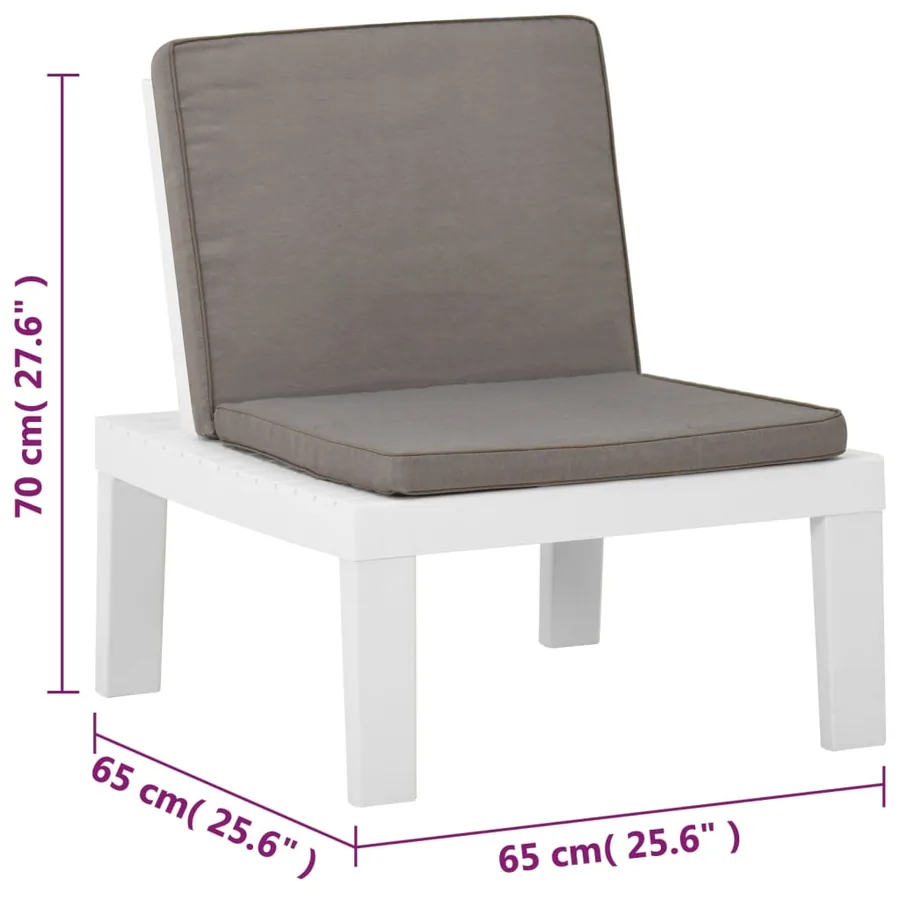 Salon de jardin 4 pcs avec coussins Plastique Blanc - 17