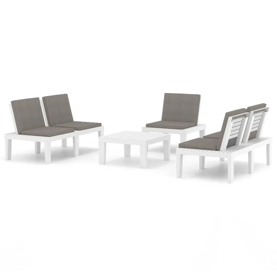 Salon de jardin 4 pcs avec coussins Plastique Blanc - 2