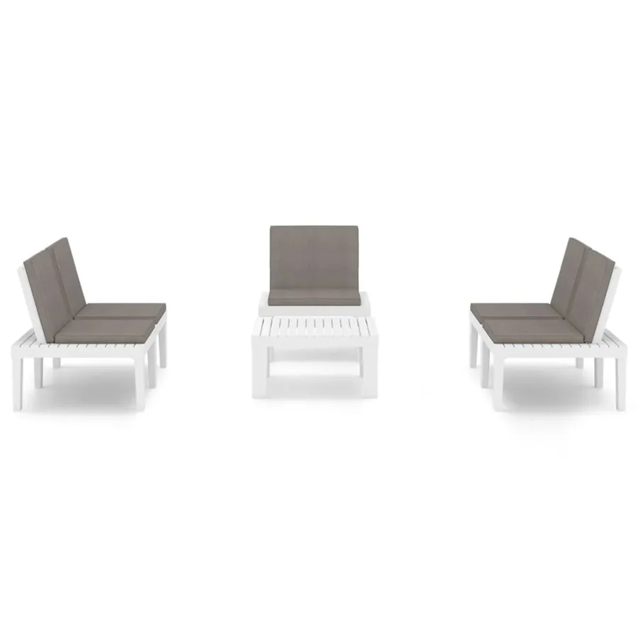 Salon de jardin 4 pcs avec coussins Plastique Blanc - 3