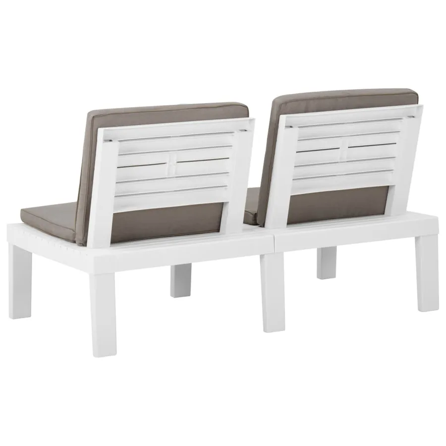 Salon de jardin 4 pcs avec coussins Plastique Blanc - 9
