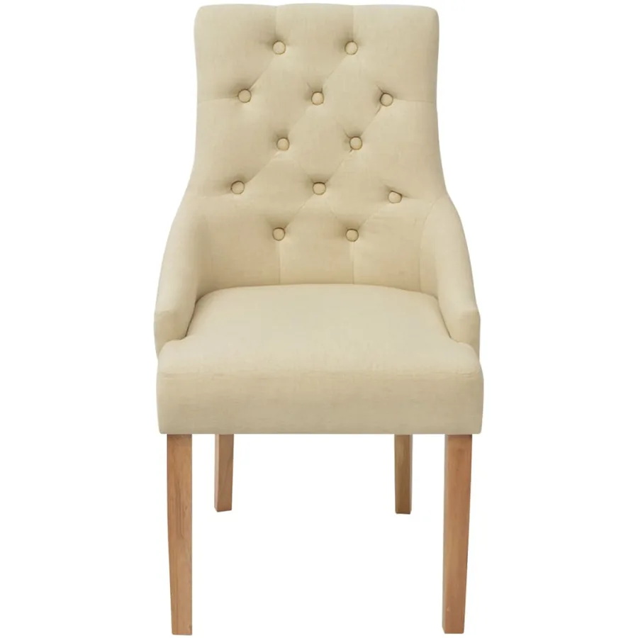 Chaises à manger lot de 2 crème tissu - 3