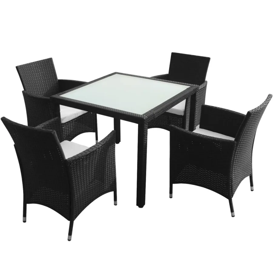 Ensemble à manger d'extérieur 5pcs avec coussins Résine tressée - 2