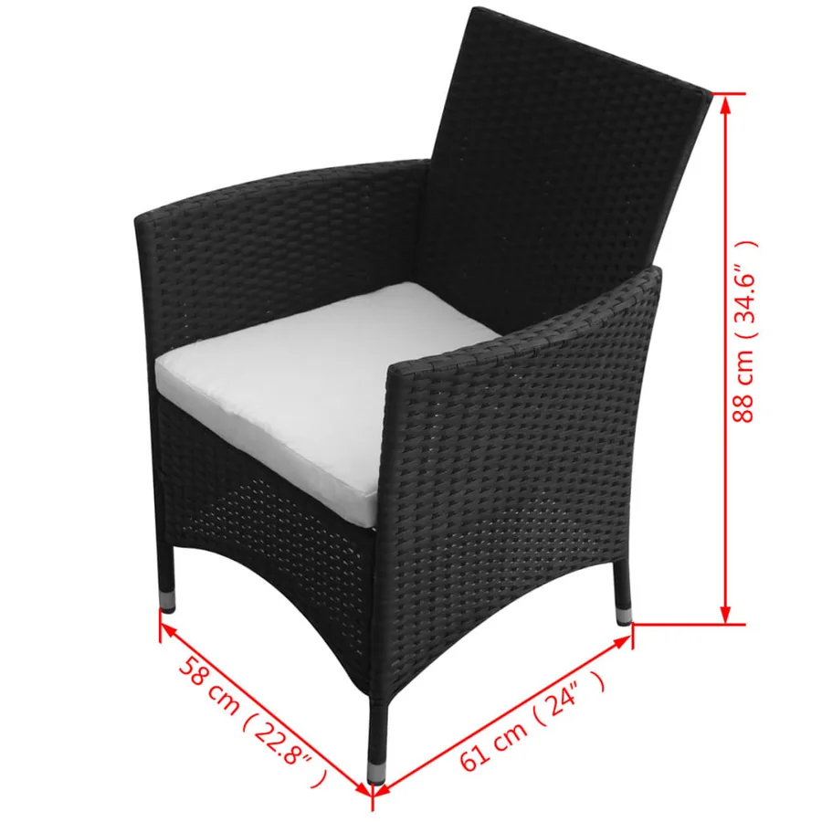 Ensemble à manger d'extérieur 5pcs avec coussins Résine tressée - 9
