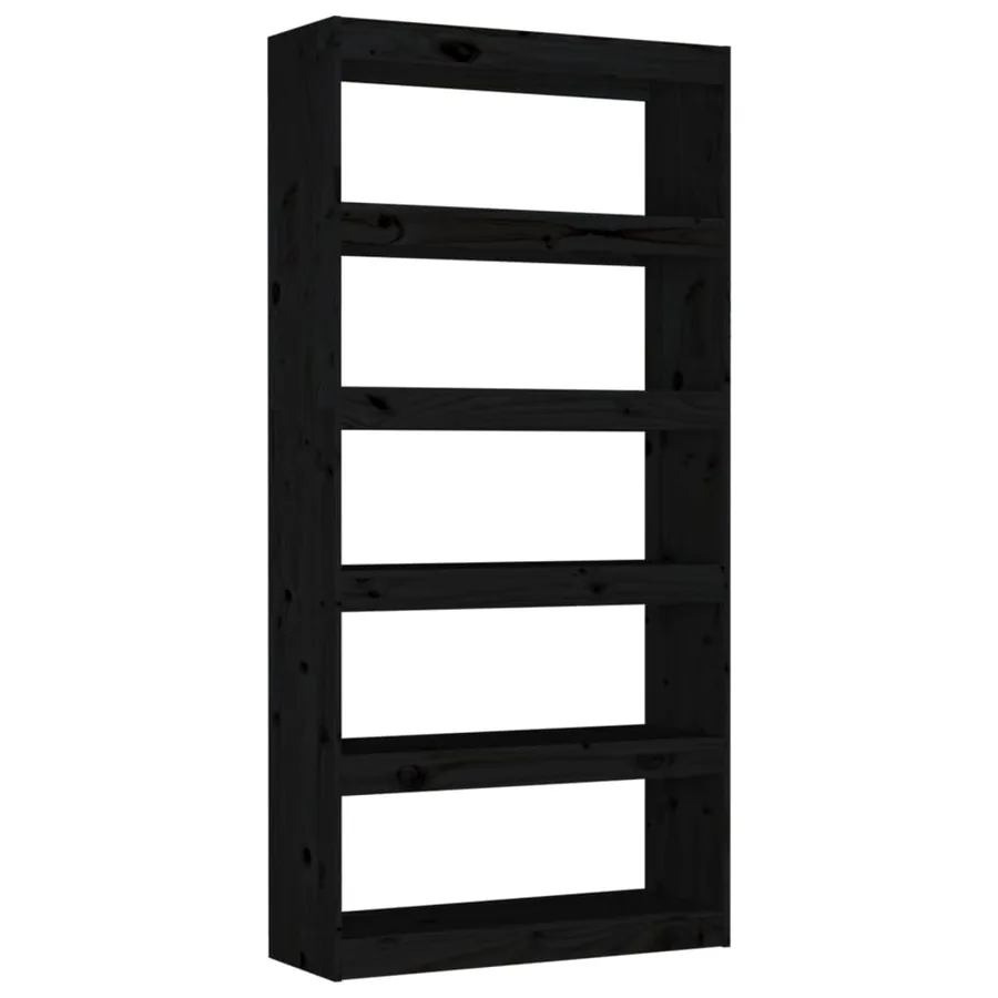 Bibliothèque/Séparateur de pièce Noir 80x30x167,4 cm Pin massif - 2