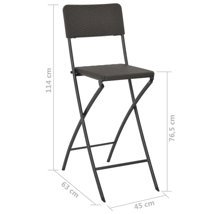 Chaise de bar pliable lot de 2 PEHD et acier Aspect de rotin - 9