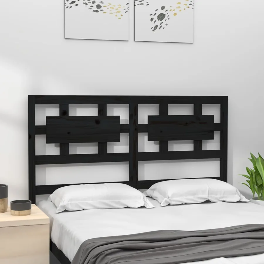 Tête de lit Noir 125,5x4x100 cm Bois massif de pin - 3
