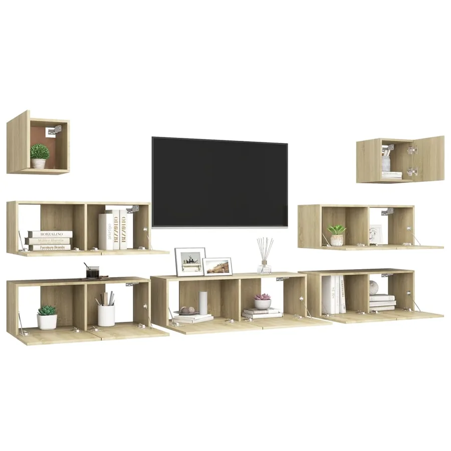 Ensemble de meuble TV 7 pcs Chêne sonoma Bois d'ingénierie - 3