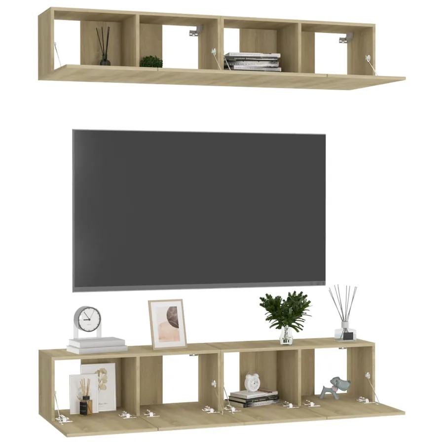 Meubles TV 4 pcs Chêne sonoma 80x30x30 cm Bois d'ingénierie - 3