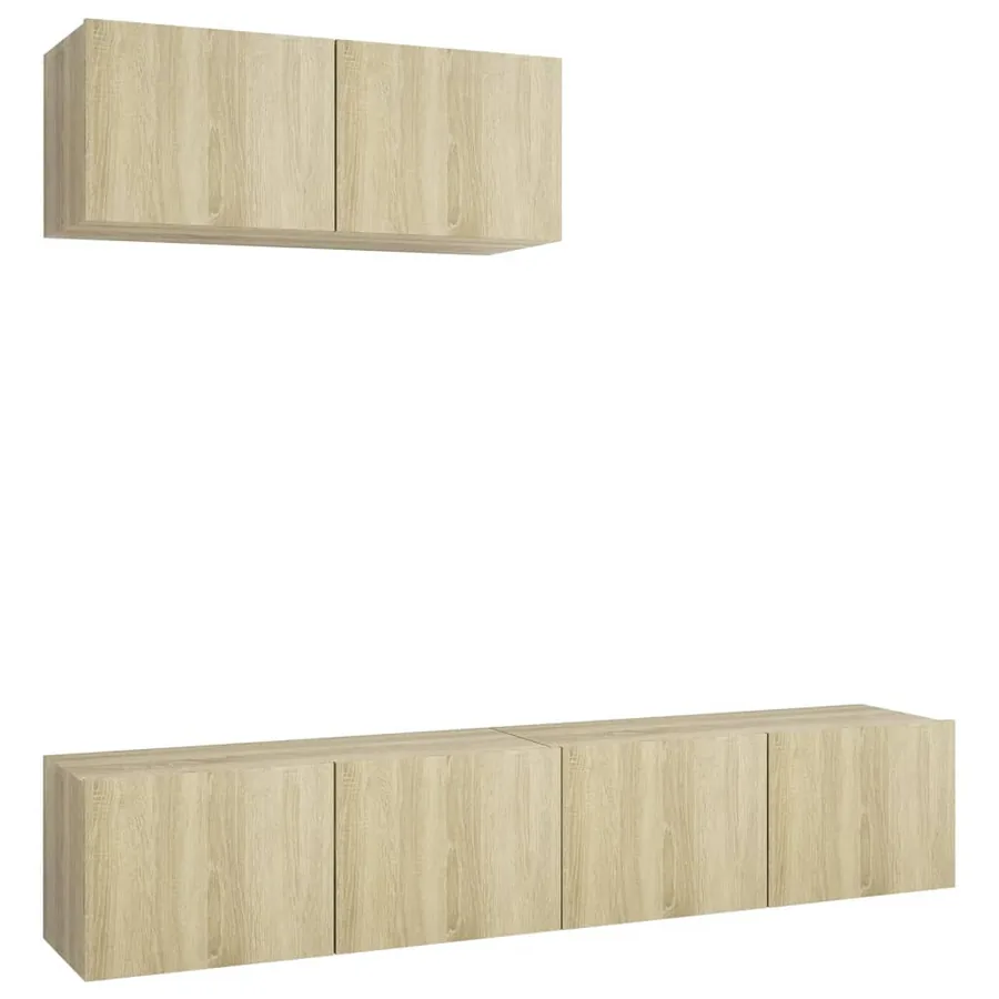 Meubles TV 3 pcs Chêne sonoma Bois d'ingénierie - 2