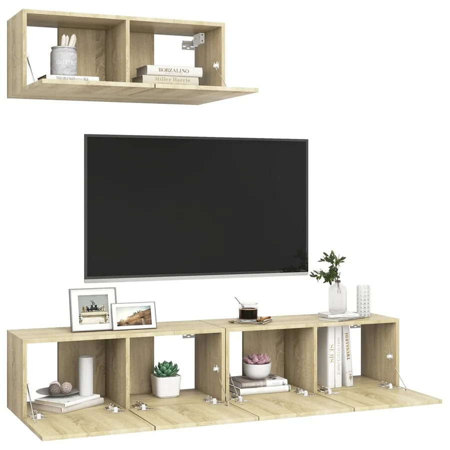 Meubles TV 3 pcs Chêne sonoma Bois d'ingénierie - 5