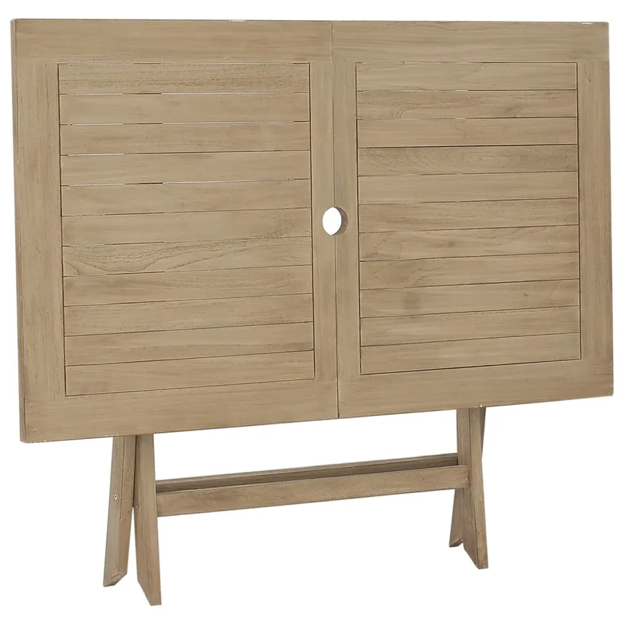 Table de jardin pliante gris 120x70x75 cm bois de teck solide - 5