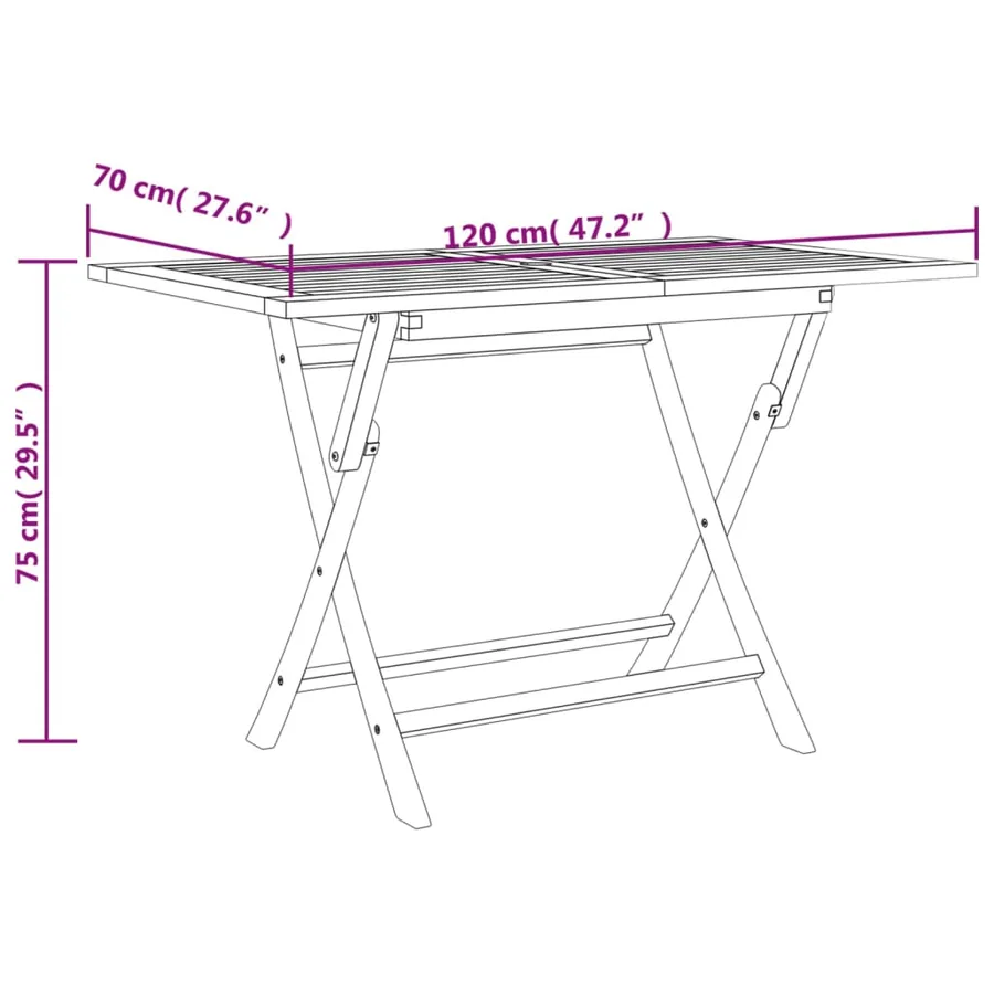 Table de jardin pliante gris 120x70x75 cm bois de teck solide - 8