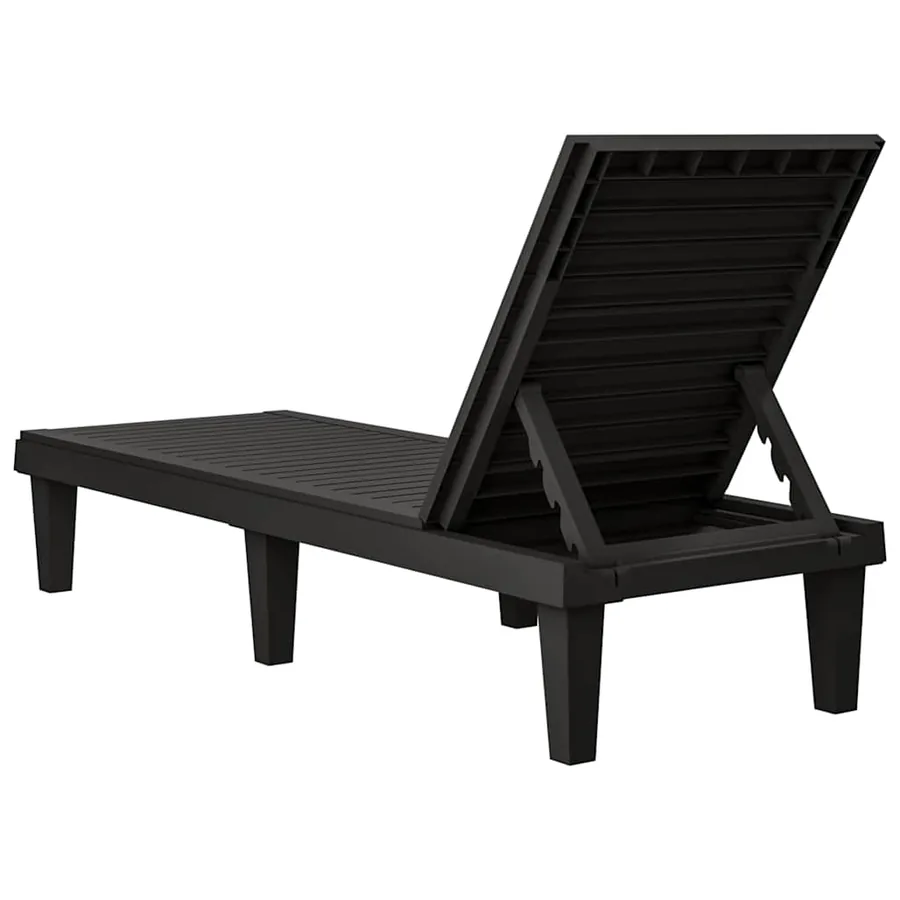 Chaises longues lot de 2 noir 155x58x83 cm polypropylène - 7