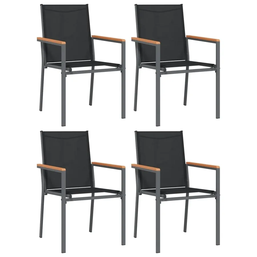 Ensemble à manger de jardin 5 pcs noir textilène et acier - 4