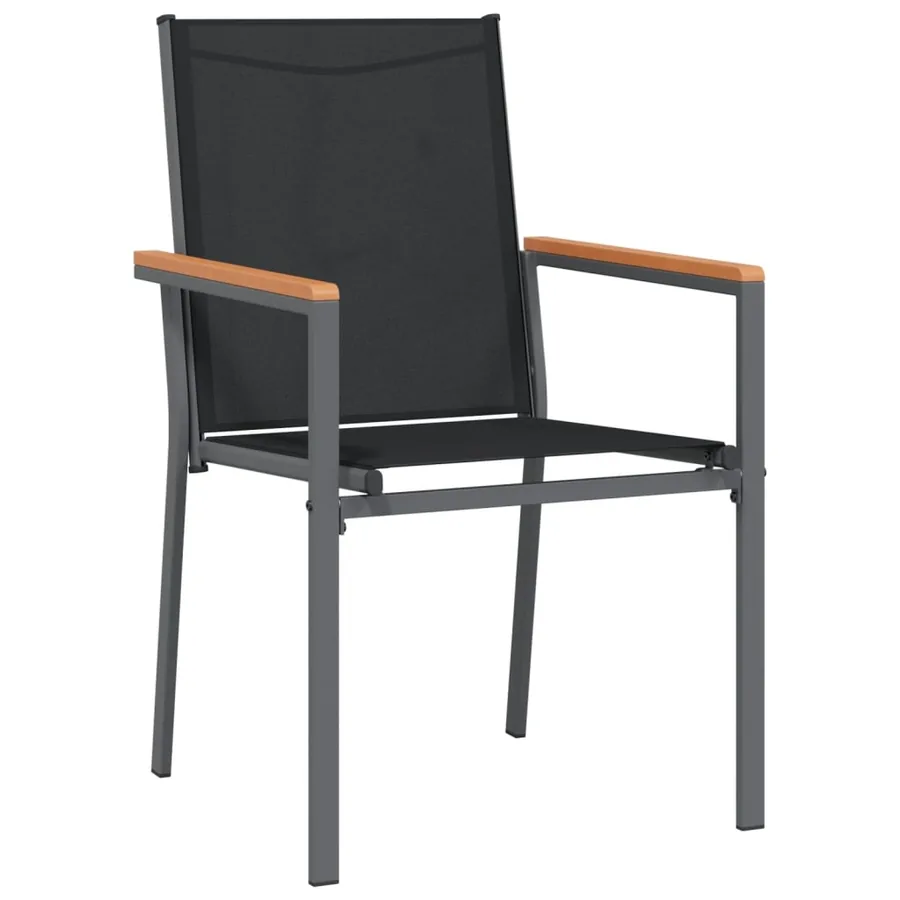 Ensemble à manger de jardin 5 pcs noir textilène et acier - 5