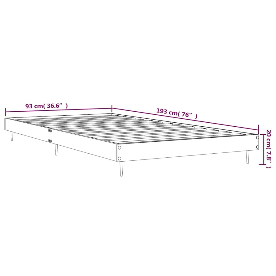 Cadre de lit sans matelas gris béton 90x190 cm - 10