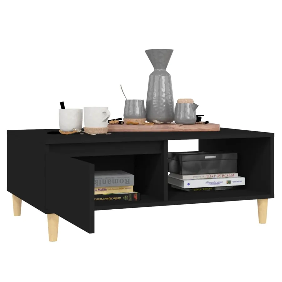 Table basse noir 90x60x35 cm bois d'ingénierie - 4