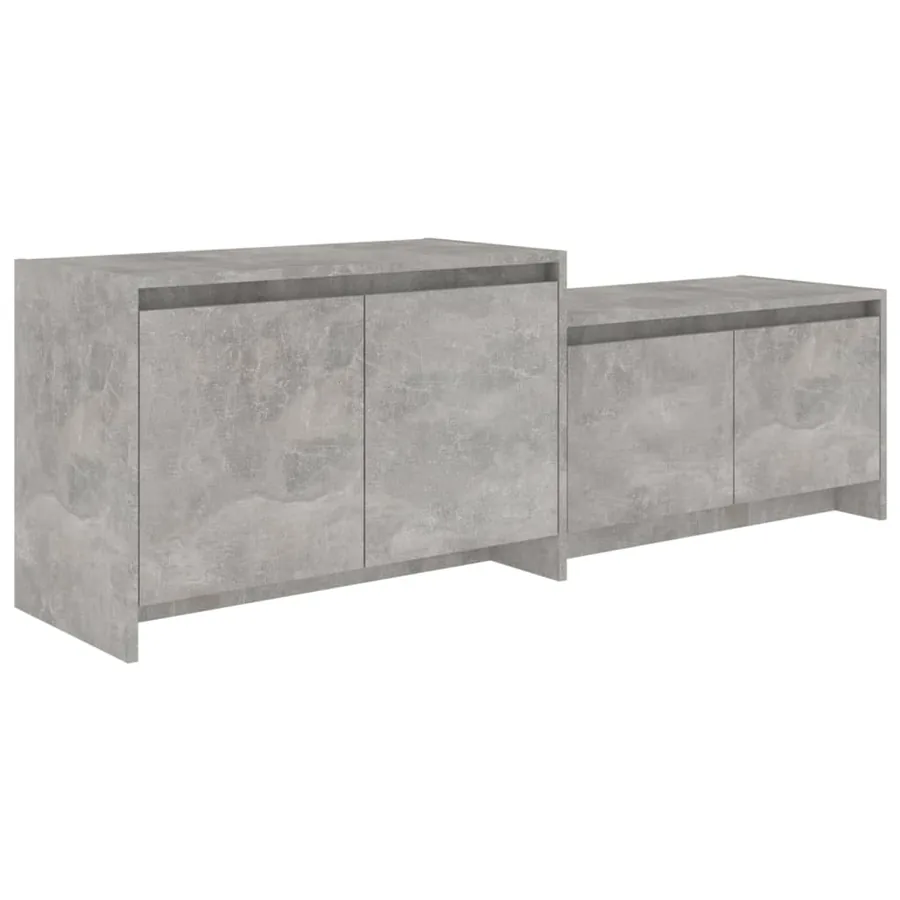 Meuble TV gris béton 146,5x35x50 cm bois d'ingénierie - 2