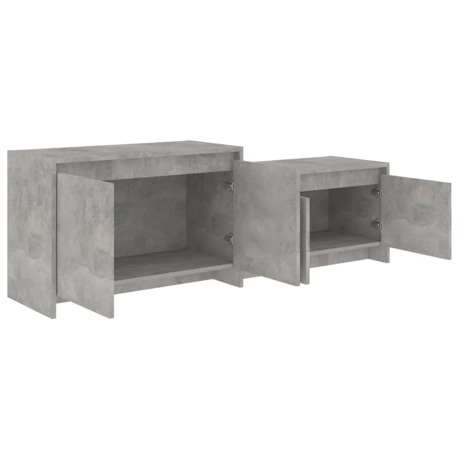 Meuble TV gris béton 146,5x35x50 cm bois d'ingénierie - 8