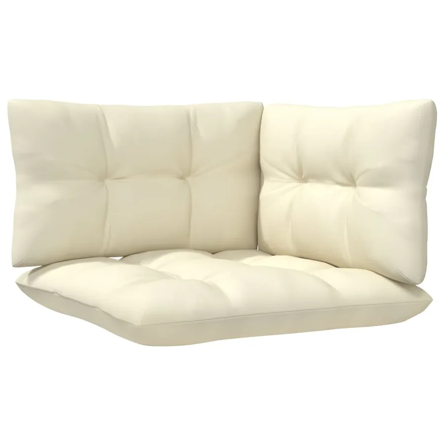 Salon de jardin 6 pcs avec coussins crème Bois de pin massif - 4