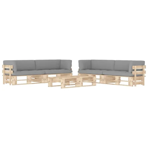 Salon de jardin palette 6pcs avec coussins Bois de pin imprégné