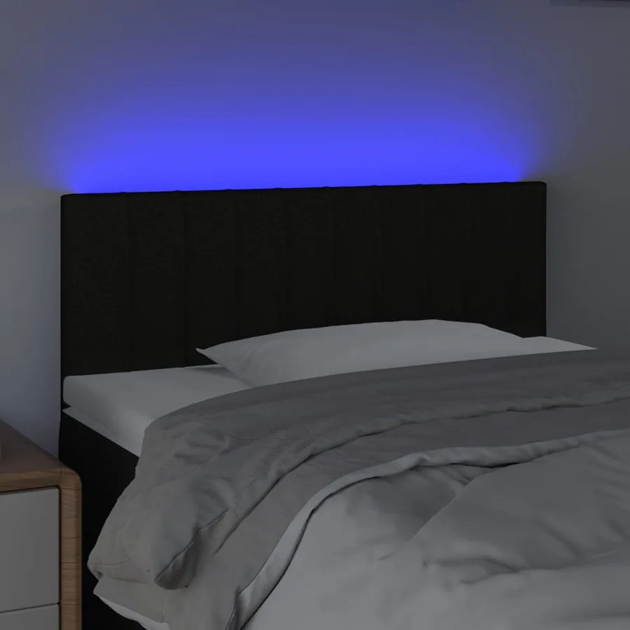 Tête de lit à LED Noir 90x5x78/88 cm Tissu - 3