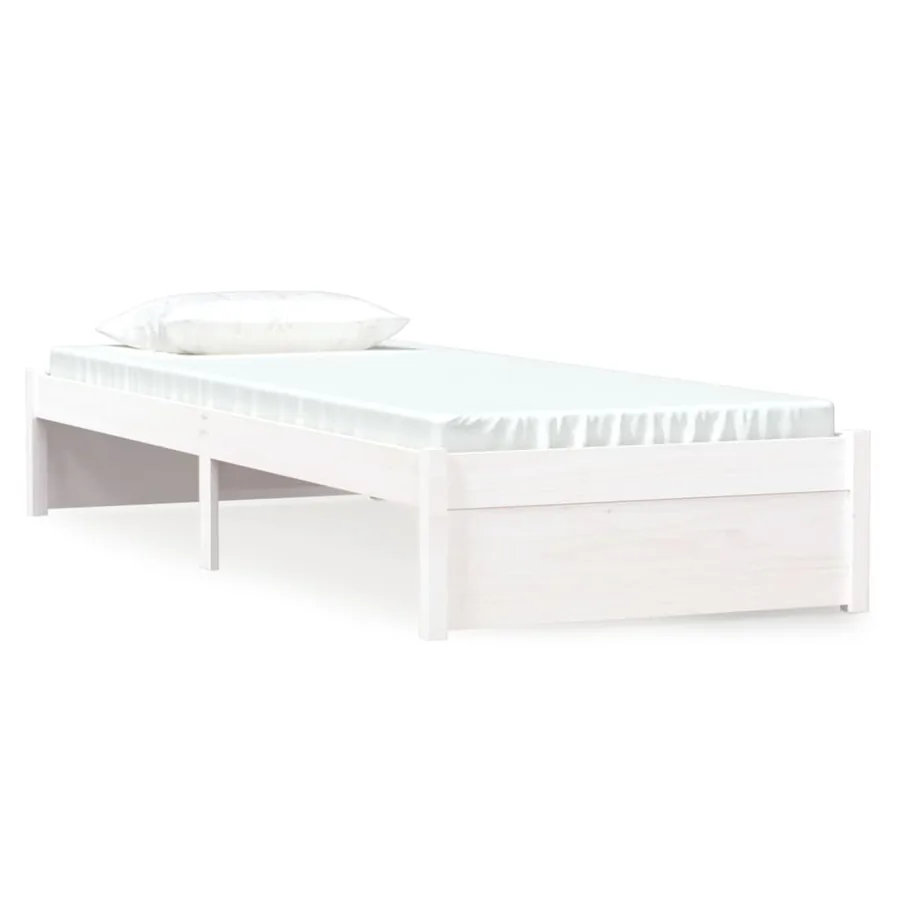 Cadre de lit sans matelas blanc bois massif 75x190 cm - 2