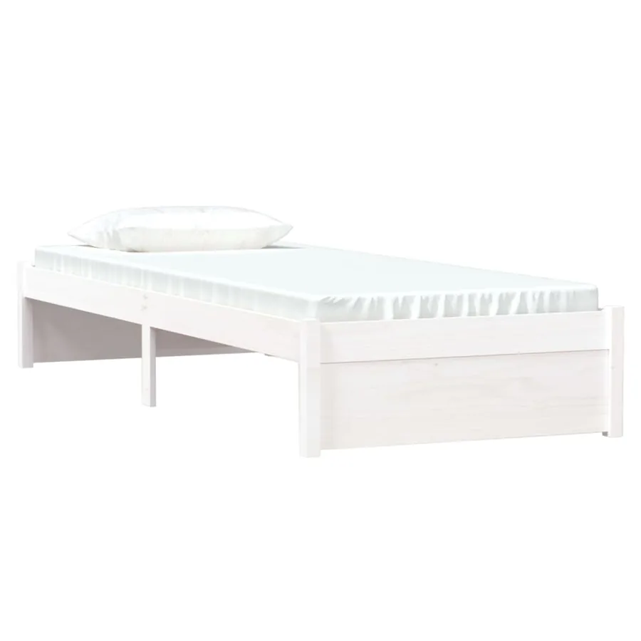 Cadre de lit sans matelas blanc bois massif 75x190 cm - 3