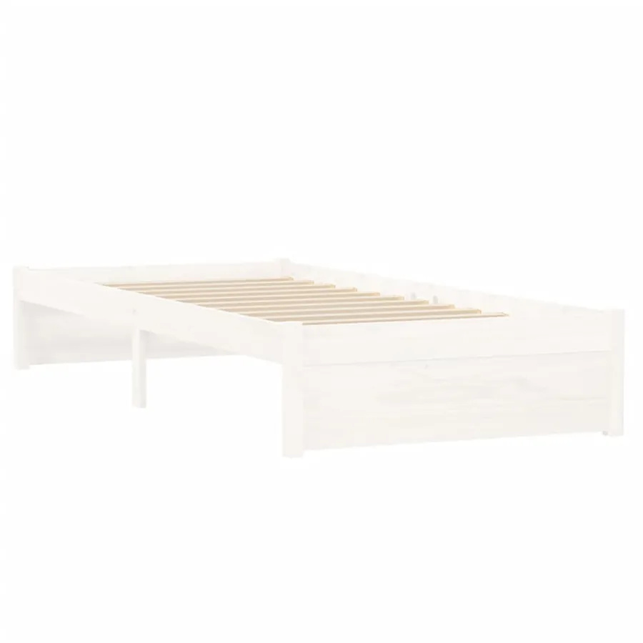 Cadre de lit sans matelas blanc bois massif 75x190 cm - 4