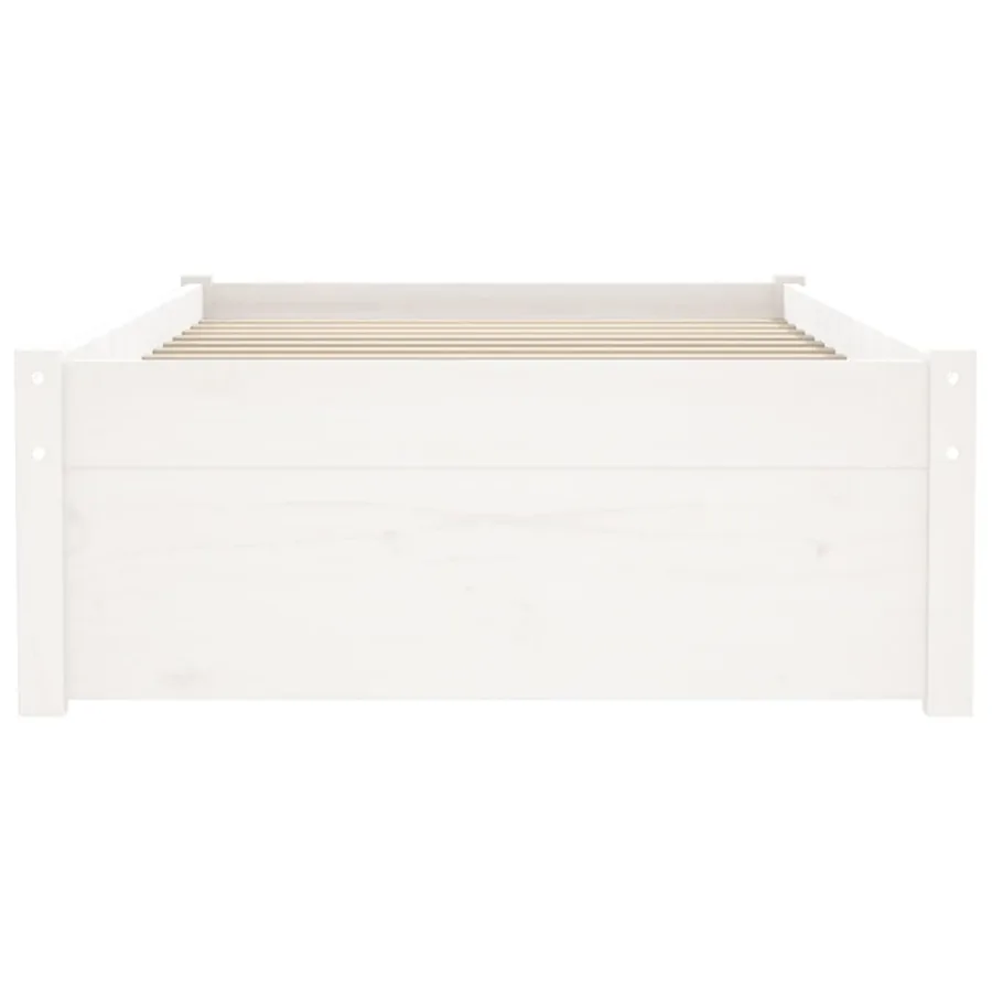 Cadre de lit sans matelas blanc bois massif 75x190 cm - 5