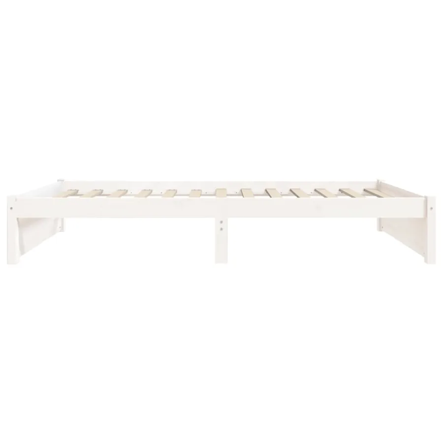 Cadre de lit sans matelas blanc bois massif 75x190 cm - 6