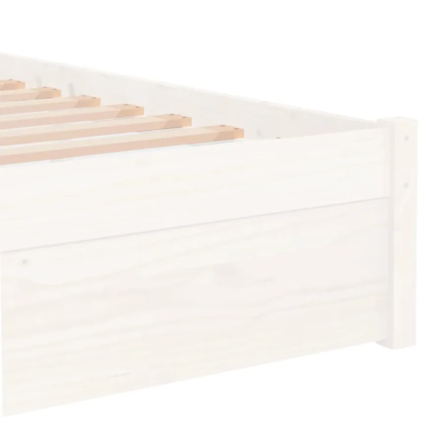 Cadre de lit sans matelas blanc bois massif 75x190 cm - 7