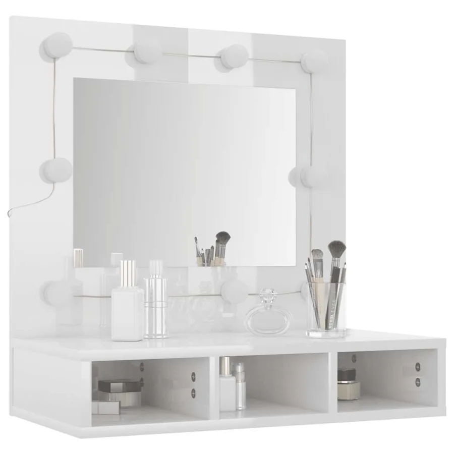 Armoire à miroir avec LED Blanc brillant 60x31,5x62 cm - 12
