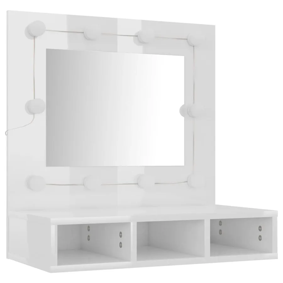 Armoire à miroir avec LED Blanc brillant 60x31,5x62 cm - 4