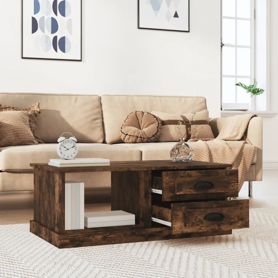 Table basse Chêne fumé 90x50x35 cm Bois d'ingénierie - 3